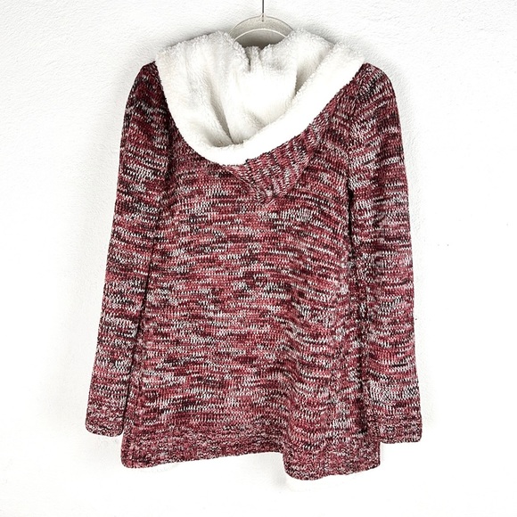 ALMOST FAMOUS | Faux Fur Trim Thin Knit Cardigan Sweater Hoodie - Picture 3 of 10